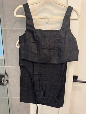 Banana republic Black Linen Two-Piece Tank Top and pant Set